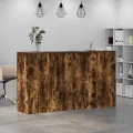 Bureau de réception chêne fumé 180x50x103,5cm bois d'ingénierie