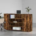 Bureau de réception chêne fumé 180x50x103,5cm bois d'ingénierie