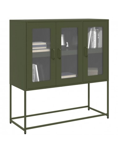 Buffet vert olive 100,5x39x107 cm acier laminé à froid