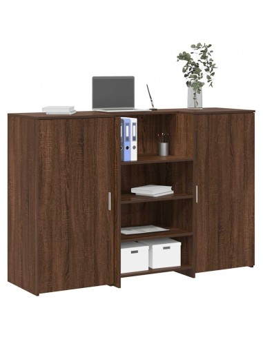 Bureau de réception chêne brun 155x50x103,5cm bois d'ingénierie