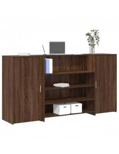 Bureau de réception chêne brun 200x50x103,5cm bois d'ingénierie