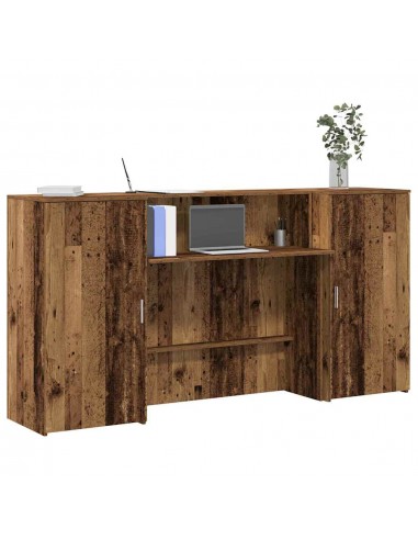 Bureau de réception vieux bois 200x50x103,5cm bois d'ingénierie