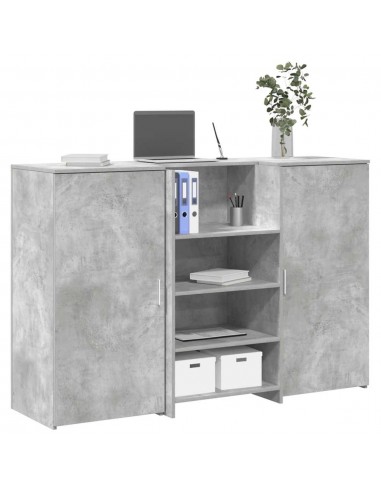 Bureau de réception gris béton 155x50x103,5cm bois d'ingénierie