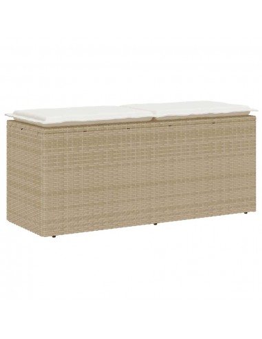 Banc de jardin avec coussin beige 110x40x44 cm résine tressée