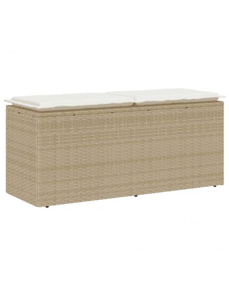 Banc de jardin avec coussin beige 110x40x44 cm résine tressée