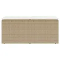 Banc de jardin avec coussin beige 110x40x44 cm résine tressée