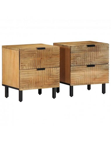 Tables de chevet 2 pcs 40x33x46 cm bois de manguier solide