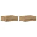 Tables de chevet flottantes 2 pcs chêne artisanal 40x32x15 cm
