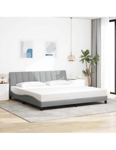 Cadre de lit sans matelas gris clair 200x200 cm tissu