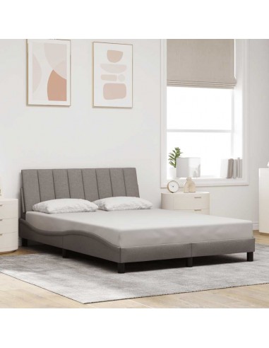 Cadre de lit sans matelas taupe 140x200 cm tissu