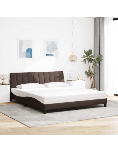 Cadre de lit sans matelas marron foncé 180x200 cm tissu