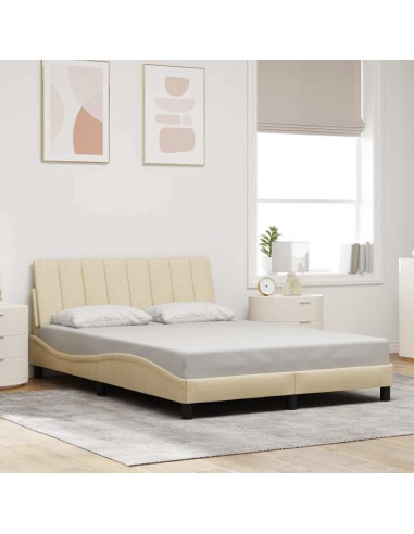 Cadre de lit sans matelas crème 140x200 cm tissu