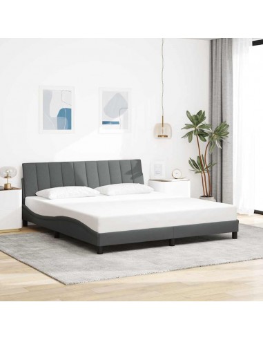 Cadre de lit sans matelas gris foncé 180x200 cm tissu