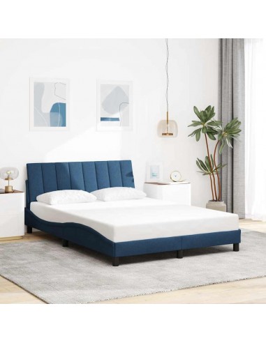 Cadre de lit sans matelas bleu 140x200 cm tissu