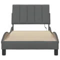 Cadre de lit sans matelas gris foncé 90x190 cm tissu