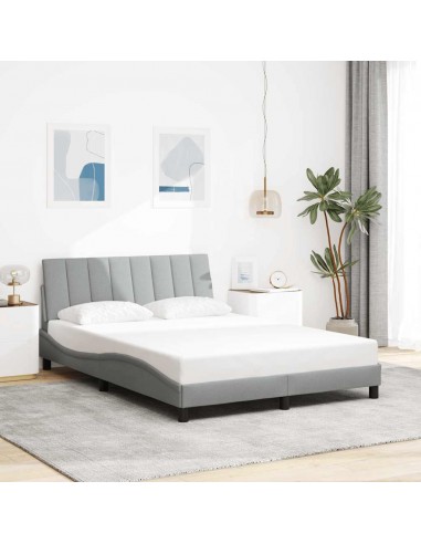 Cadre de lit sans matelas gris clair 120x200 cm tissu