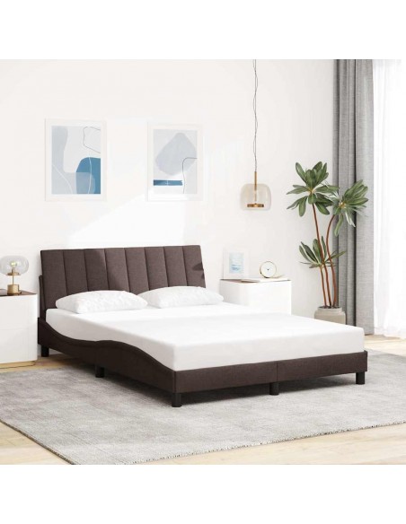 Cadre de lit sans matelas marron foncé 120x200 cm tissu