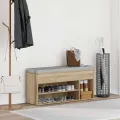 Banc à chaussures chêne sonoma 102x30,5x45 cm bois d'ingénierie