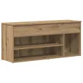 Banc à chaussures chêne artisanal 102x30,5x45cm bois ingénierie