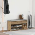 Banc à chaussures chêne artisanal 102x30,5x45cm bois ingénierie