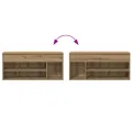 Banc à chaussures chêne artisanal 102x30,5x45cm bois ingénierie