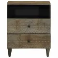 Table de chevet gris clair 50x33x60 cm bois de manguier massif
