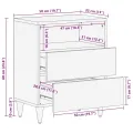 Table de chevet gris clair 50x33x60 cm bois de manguier massif