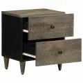 Table de chevet gris clair 40x33x46 cm bois de manguier solide