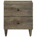 Table de chevet gris clair 40x33x46 cm bois de manguier solide