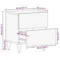 Table de chevet gris clair 40x33x46 cm bois de manguier solide