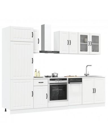 Ensemble d'armoires cuisine 8pcs Kalmar blanc bois d'ingénierie