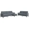 Ensemble de canapés 3 pcs avec coussins Gris foncé Velours