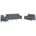 Ensemble de canapés 4 pcs avec coussins Gris foncé Velours