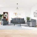 Ensemble de canapés 4 pcs avec coussins Gris foncé Velours