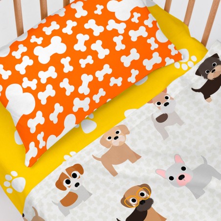 Jeu de draps HappyFriday Mr Fox Dogs Multicouleur Lit de bébé 2 Piè