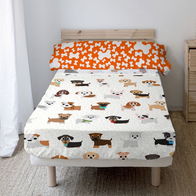 Juego de Sábanas HappyFriday Mr Fox Dogs Multicolor Cama de 80/90 2 P
