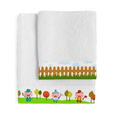 Ensemble de serviettes de toilette HappyFriday Mr Fox Piggys Multicoul