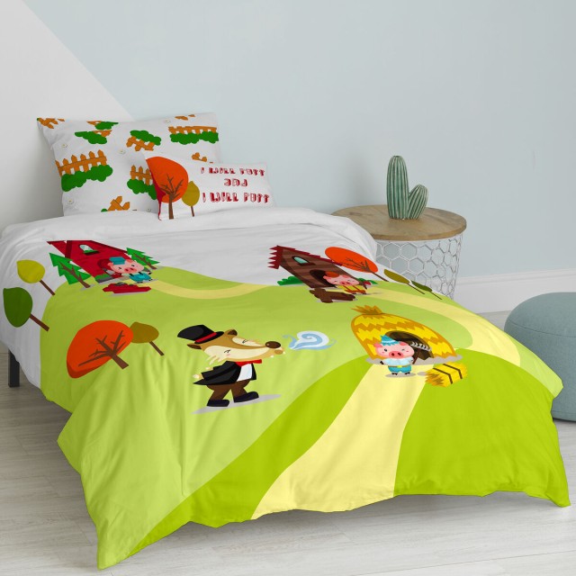 Juego de funda nórdica HappyFriday Mr Fox Piggys Multicolor Cama de 8