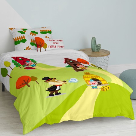 Parure de couette HappyFriday Mr Fox Piggys Multicouleur Lit 1 persone