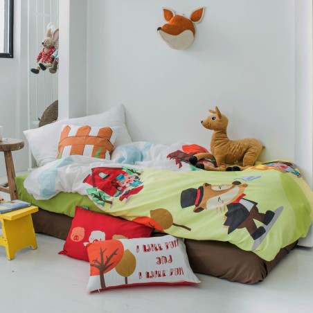 Set di copripiumino HappyFriday Mr Fox Piggys Multicolore Singolo 2 Pe