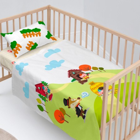 Jeu de draps HappyFriday Mr Fox Piggys Multicouleur Lit de bébé 2 Pi