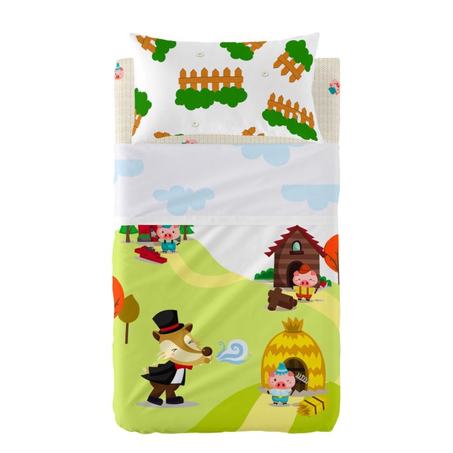 Set di Lenzuola HappyFriday Mr Fox Piggys Multicolore Culla Neonato 2