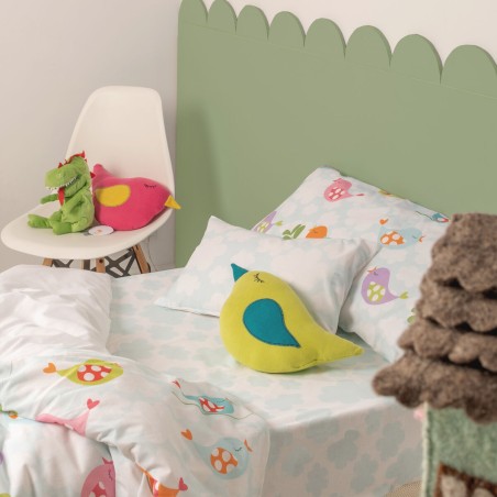 Duvet cover set HappyFriday Mr Fox Little birds Multicolour Single 2 P