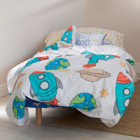 Dekbedovertrek set HappyFriday Mr Fox Space rocket Multicolour Bed van