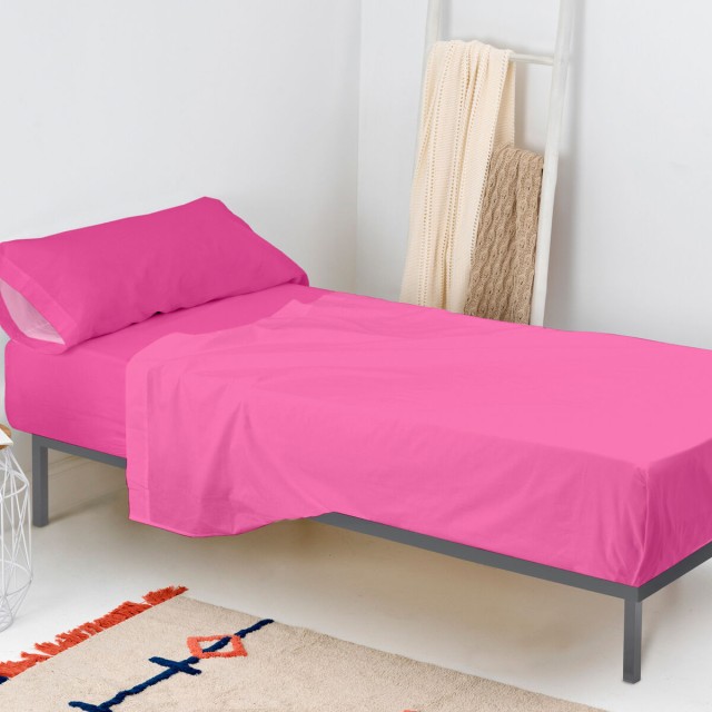 Drap housse HappyFriday BASIC KIDS Fuchsia 105 x 200 x 32 cm