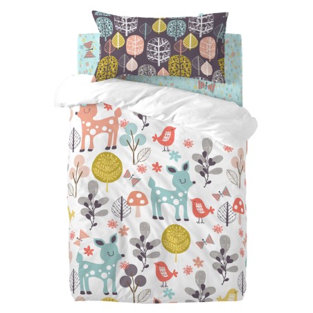 Duvet cover set HappyFriday Moshi Moshi Woodland Multicolour Baby Crib