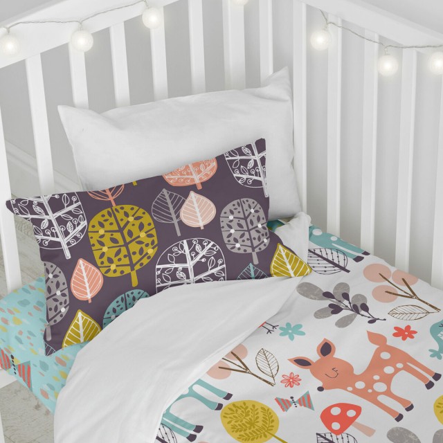Duvet cover set HappyFriday Moshi Moshi Woodland Multicolour Baby Crib