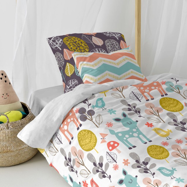 Duvet cover set HappyFriday Moshi Moshi Woodland Multicolour Single 2