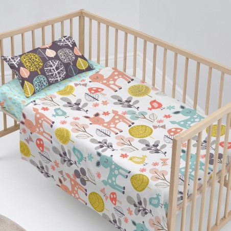 Jeu de draps HappyFriday Moshi Moshi Woodland Multicouleur Lit de béb