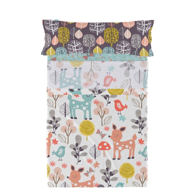 Juego de Sábanas HappyFriday Moshi Moshi Woodland Multicolor Cama de